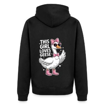 Gans Spruch Mädchen Gänse Lustiges Gans Geschenk - Unisex Premium Bio Zip Hoodie - Schwarz - Hinten - Nico (187cm)