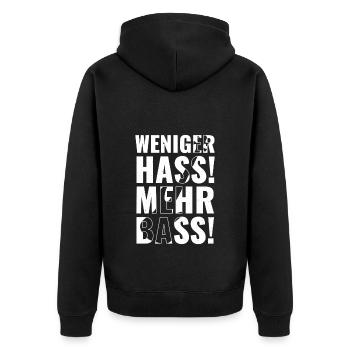 Moins de haine, plus de basses ! - Veste à capuche bio Premium Unisexe - noir - Dos - Nico (187cm)