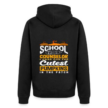 Schulberater Kümmern Um Die Süßesten Kürbisse - Unisex Premium Bio Zip Hoodie - Schwarz - Hinten - Nico (187cm)