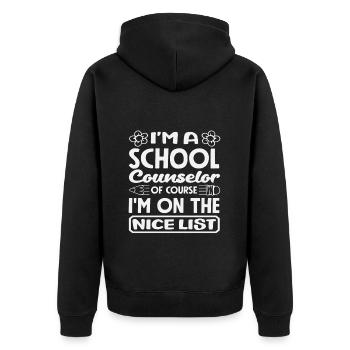 Ich Bin Schulberater Natürlich Auf Der Guten Liste - Unisex Premium Bio Zip Hoodie - Schwarz - Hinten - Nico (187cm)