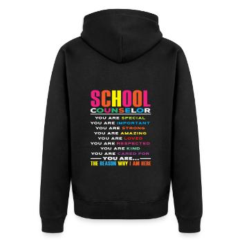 Paroles inspirantes d’un conseiller scolaire - Veste à capuche bio Premium Unisexe - noir - Dos - Nico (187cm)