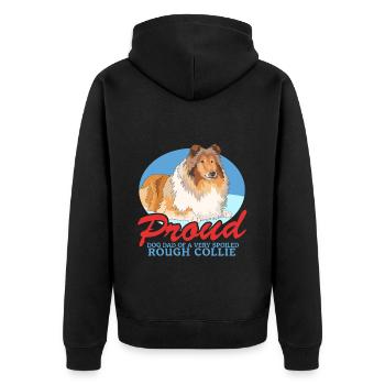 Collie Dad Langhaarcollie Rough Collies Geschenke - Unisex Premium Bio Zip Hoodie - Schwarz - Hinten - Nico (187cm)