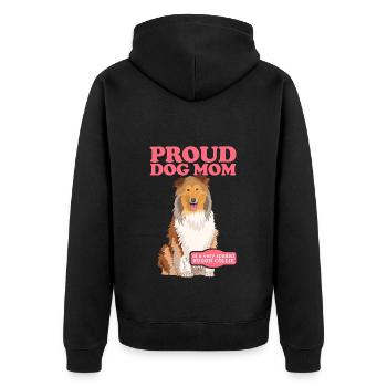 Collie Mom Langhaarcollie Rough Collies Geschenk - Unisex Premium Bio Zip Hoodie - Schwarz - Hinten - Nico (187cm)