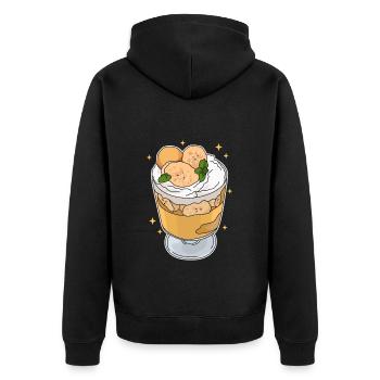 Bananenpudding Bananen Pudding Geschenk - Unisex Premium Bio Zip Hoodie - Schwarz - Hinten - Nico (187cm)