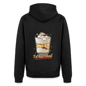 Bananenpudding Bananen-Pudding Geschenk - Unisex Premium Bio Zip Hoodie - Schwarz - Hinten - Nico (187cm)