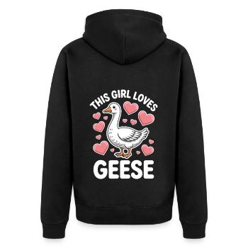 Gans Spruch Mädchen Gänse Lustiges Gans Geschenk - Unisex Premium Bio Zip Hoodie - Schwarz - Hinten - Nico (187cm)