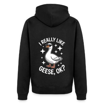 Gans Spruch Gänse Lustiges Gans Geschenk - Unisex Premium Bio Zip Hoodie - Schwarz - Hinten - Nico (187cm)