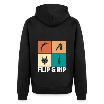 Kunstspringen Turmspringer Sprungbrett - Unisex Premium Bio Zip Hoodie - Schwarz - Hinten - Nico (187cm)