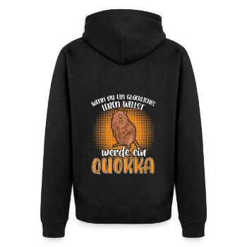 Werde ein Quokka Kurzschwanzkänguru - Unisex Premium Bio Zip Hoodie - Schwarz - Hinten - Nico (187cm)