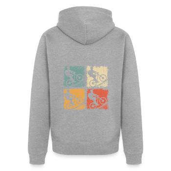 Mountainbike MTB Bergauf Fahrrad Radsport Spaß - Unisex Premium Bio Zip Hoodie - Grau meliert - Hinten - Nico (187cm)