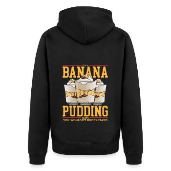 Bananenpudding Bananen-Pudding Geschenk - Unisex Premium Bio Zip Hoodie - Schwarz - Hinten - Nico (187cm)