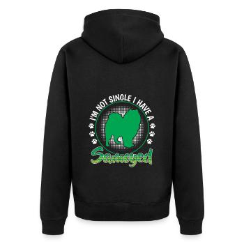 Samojede nicht single Schlittenhund - Unisex Premium Bio Zip Hoodie - Schwarz - Hinten - Nico (187cm)