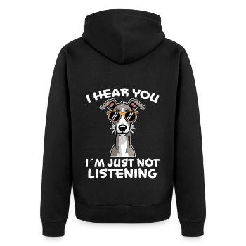 Greyhound Spruch Windhund Witz Greyhound Geschenk - Unisex Premium Bio Zip Hoodie - Schwarz - Hinten - Nico (187cm)