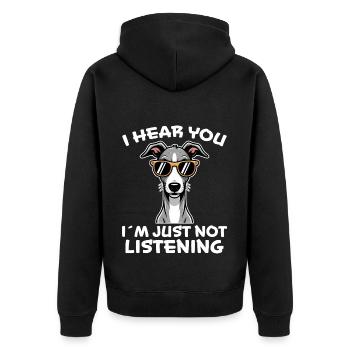 Greyhound Spruch Windhund Witz Greyhound Geschenk - Unisex Premium Bio Zip Hoodie - Schwarz - Hinten - Nico (187cm)