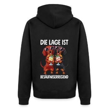 Die Lage Ist Besäufniserregend - Unisex Premium Bio Zip Hoodie - Schwarz - Hinten - Nico (187cm)