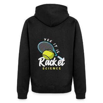 Tennis Spieler Racket Wissenschaft - Unisex Premium Bio Zip Hoodie - Schwarz - Hinten - Nico (187cm)