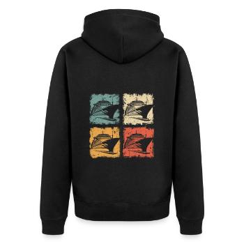 Vintage Cruise Graphic for Summer Vacation - Unisex Premium Organic Zip Hoodie - black - Back - Nico (187cm)