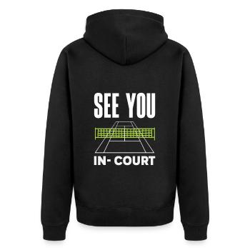 Les joueurs de tennis vous voient au tribunal - Veste à capuche bio Premium Unisexe - noir - Dos - Nico (187cm)