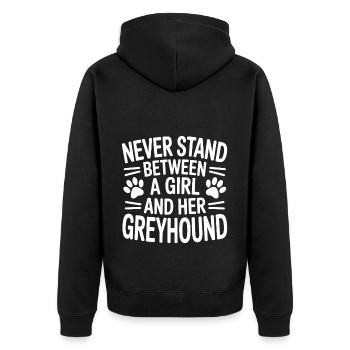 Greyhound Spruch Windhund Witz Greyhound Geschenk - Unisex Premium Bio Zip Hoodie - Schwarz - Hinten - Nico (187cm)