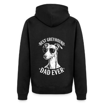 Greyhound Spruch Windhund Papa Greyhound Geschenk - Unisex Premium Bio Zip Hoodie - Schwarz - Hinten - Nico (187cm)