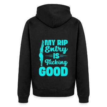 Kunstspringen Turmspringer Sprungbrett - Unisex Premium Bio Zip Hoodie - Schwarz - Hinten - Nico (187cm)