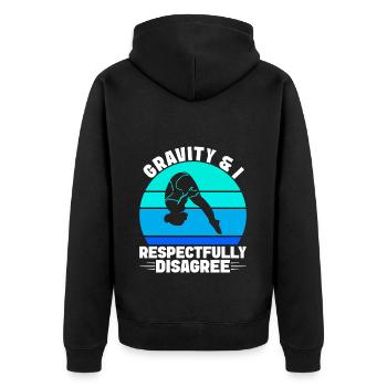Kunstspringen Turmspringer Sprungbrett - Unisex Premium Bio Zip Hoodie - Schwarz - Hinten - Nico (187cm)