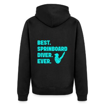 Kunstspringen Turmspringer Sprungbrett - Unisex Premium Bio Zip Hoodie - Schwarz - Hinten - Nico (187cm)