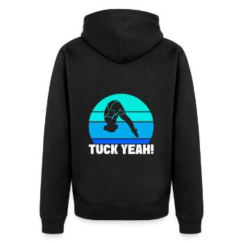 Kunstspringen Turmspringer Sprungbrett - Unisex Premium Bio Zip Hoodie - Schwarz - Hinten - Nico (187cm)