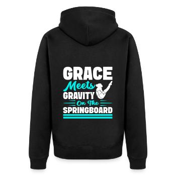 Kunstspringen Turmspringer Sprungbrett - Unisex Premium Bio Zip Hoodie - Schwarz - Hinten - Nico (187cm)