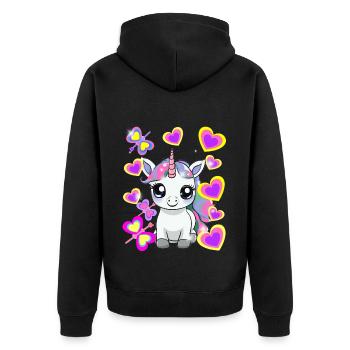 Licorne Enfant Fille Cheval - Veste à capuche bio Premium Unisexe - noir - Dos - Nico (187cm)