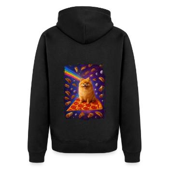 Pomeranian - Unisex Premium Bio Zip Hoodie - Schwarz - Hinten - Nico (187cm)