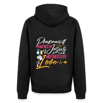 Pharmacy Tech Technician - Unisex Premium Organic Zip Hoodie - black - Back - Nico (187cm)