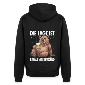 Die Lage Ist Besäufniserregend - Unisex Premium Bio Zip Hoodie - Schwarz - Hinten - Nico (187cm)