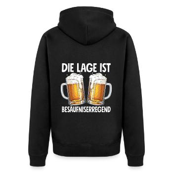 Die Lage Ist Besäufniserregend - Unisex Premium Bio Zip Hoodie - Schwarz - Hinten - Nico (187cm)