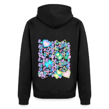 Chat Floral Rétro Chats Fille Enfant - Veste à capuche bio Premium Unisexe - noir - Dos - Nico (187cm)
