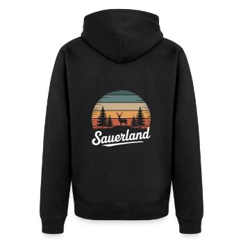 Sauerland - Unisex Premium Bio Zip Hoodie - Schwarz - Hinten - Nico (187cm)