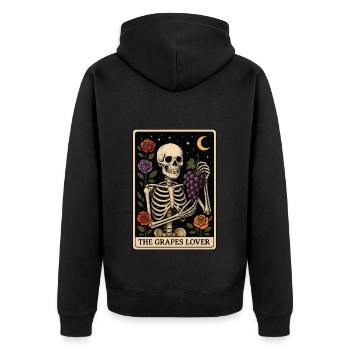 Traube Tarot - Unisex Premium Bio Zip Hoodie - Schwarz - Hinten - Nico (187cm)