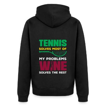 Joueurs de tennis : le tennis résout la plupart des problèmes - Veste à capuche bio Premium Unisexe - noir - Dos - Nico (187cm)