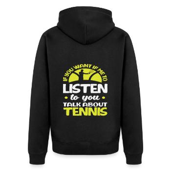 Tennis Players Talking About Tennis - Unisex Premium Organic Zip Hoodie - black - Back - Nico (187cm)