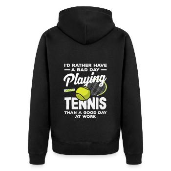 Lieber Schlechter Tag Tennis Spielen Tennis - Unisex Premium Bio Zip Hoodie - Schwarz - Hinten - Nico (187cm)
