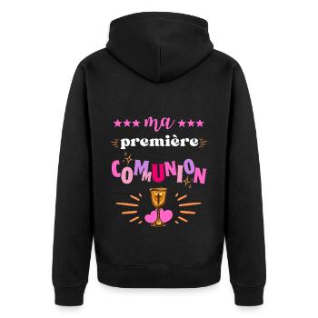 Ma Premiere Communion Fille - Veste à capuche bio Premium Unisexe - noir - Dos - Nico (187cm)