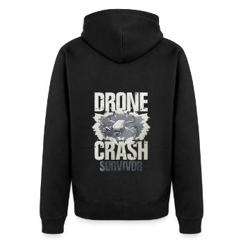 Drone - Unisex Premium Bio Zip Hoodie - Schwarz - Hinten - Nico (187cm)