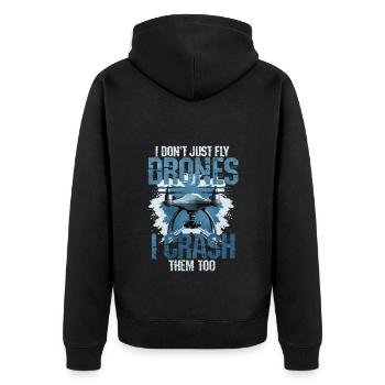 Drone - Unisex Premium Bio Zip Hoodie - Schwarz - Hinten - Nico (187cm)