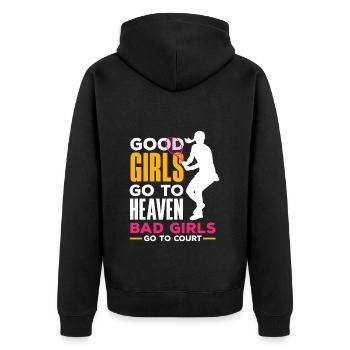 Tennis Players: Good Girls Sky, Bad - Unisex Premium Organic Zip Hoodie - black - Back - Nico (187cm)
