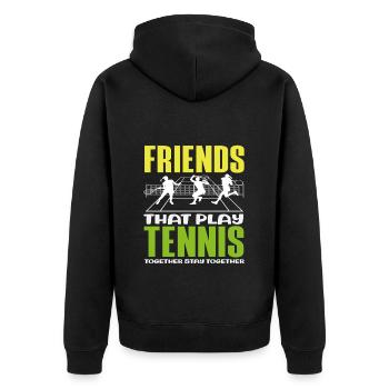 Tennis Players Friends Playing Tennis - Unisex Premium Organic Zip Hoodie - black - Back - Nico (187cm)