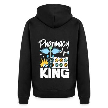 Pharmacy Tech Technician - Unisex Premium Organic Zip Hoodie - black - Back - Nico (187cm)