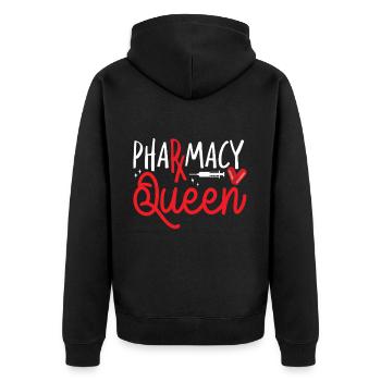 Pharmacy Tech Technician - Unisex Premium Bio Zip Hoodie - Schwarz - Hinten - Nico (187cm)