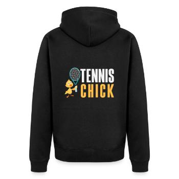 Tennis Chicks For Tennis Players - Unisex Premium Organic Zip Hoodie - black - Back - Nico (187cm)