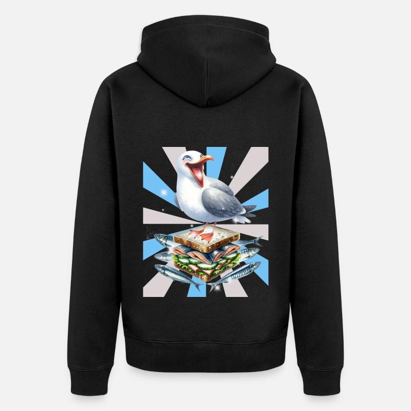 Reto Seagull Seagulls Sandwidsch Hareng - Veste à capuche bio Premium Unisexe - noir