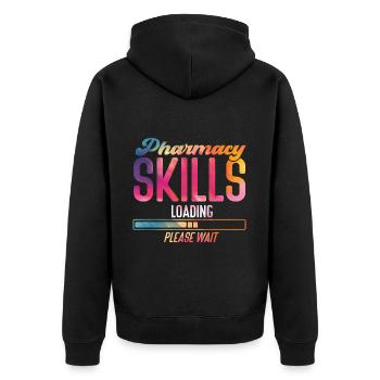 Pharmacy Tech Technician - Unisex Premium Bio Zip Hoodie - Schwarz - Hinten - Nico (187cm)